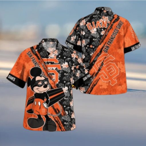 San Francisco Giants Mickey Mouse Floral Short Sleeve Hawaii Shirt, Giants Apparel