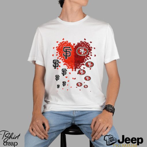 San Francisco Giants San Francisco 49ers logo hearts sport gift shirt