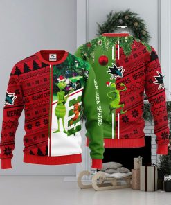 San Jose Sharks Grinch & Scooby doo Christmas Ugly Sweater 1