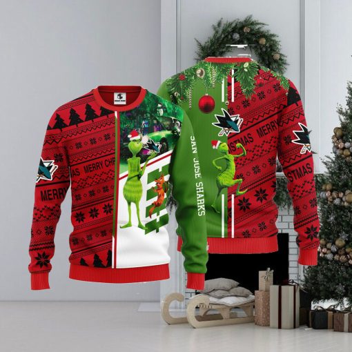 San Jose Sharks Grinch & Scooby doo Christmas Ugly Sweater 1