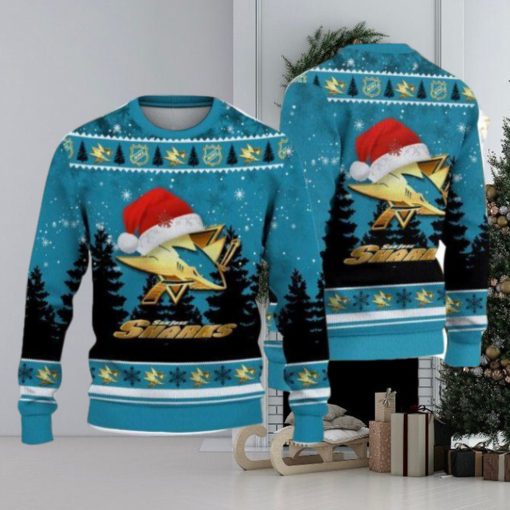 San Jose Sharks Santa Hat Pattern Ugly Christmas Sweater For Men And Women