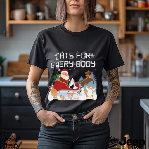 Santa All Christmas Cats Cats Funny Men Kids Family T shirt