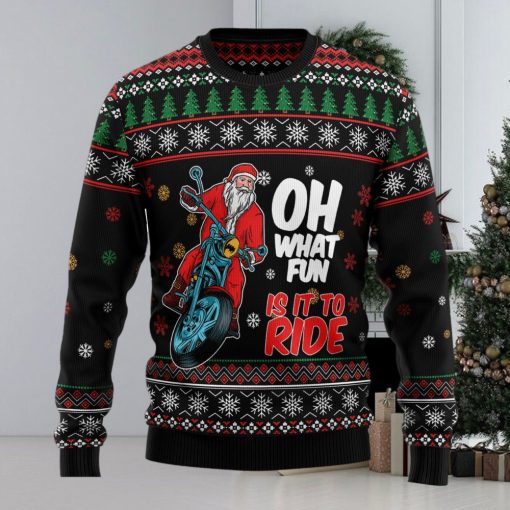 Santa And Motor Ugly Christmas Sweater Thankgiving Gift Men Women
