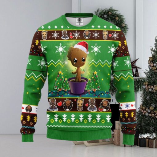 Santa Baby Groot Merry Xmas Gift AOP Print Christmas Ugly Sweater For Men Women