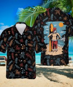 Santa Beach Pattern Hawaiian Shirt Merry Christmas Button Down Shirt Gift For Guys