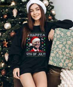 Santa Biden Happy 4Th Of July Ugly Christmas Sweater Pajamas Shirt