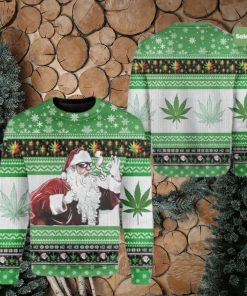 Santa Cannabis Plants Ugly Christmas Sweater Gift Man Women Kid