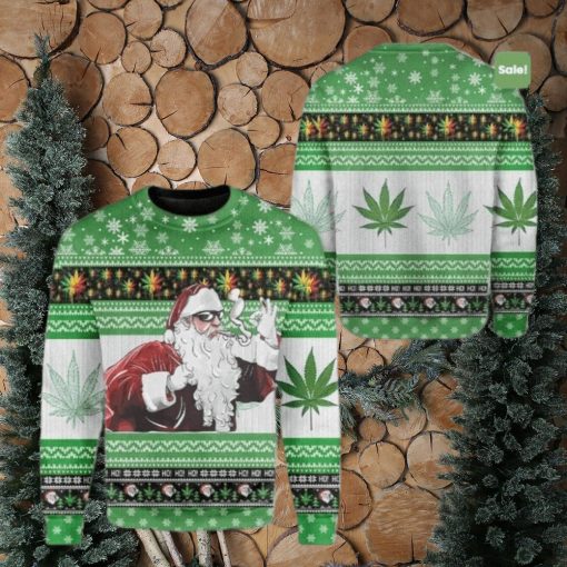 Santa Cannabis Plants Ugly Christmas Sweater Gift Man Women Kid