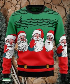 Santa Claus And Music Notes Ugly Christmas Sweater Family Christmas Gift