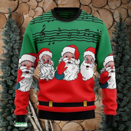 Santa Claus And Music Notes Ugly Christmas Sweater Family Christmas Gift