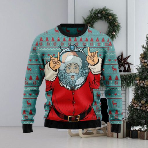 Santa Claus Astronaut Ugly Christmas Sweater Gift Men Women