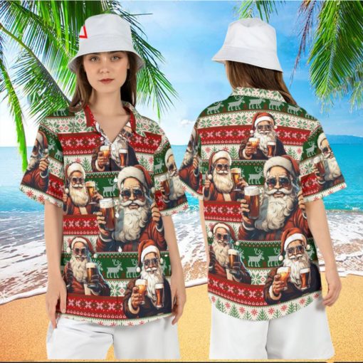 Santa Claus Beer Ugly Christmas Hawaiian Shirt