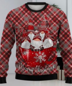 Santa Claus Checkered Print Casual Crew Neck Christmas Ugly Sweater