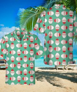 Santa Claus Face Pattern Hawaii Shirt Cute Adorable Christmas Hawaiian Shirt Men Women