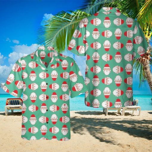 Santa Claus Face Pattern Hawaii Shirt Cute Adorable Christmas Hawaiian Shirt Men Women