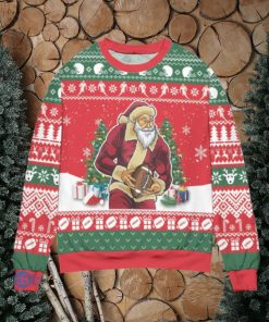 Santa Claus & Football Snowflake Pattern Ugly Christmas Sweater Christmas Gift For Men And Women