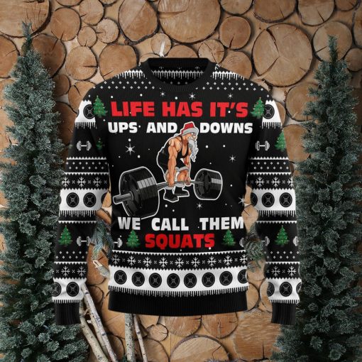 Santa Claus Gym Life Has Ups And Downs Call Sweater Christmas Xmas Sweater