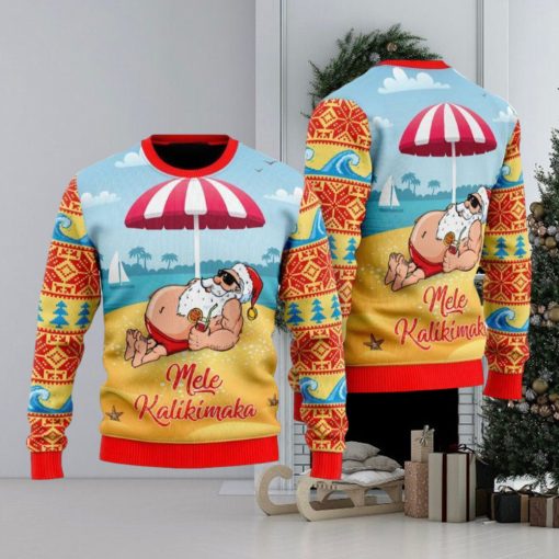 Santa Claus Mele Kalikimaka Beach Ugly Sweater All Over Printed For Men And Women Gift Christmas