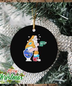 Santa Claus Miami Dolphins Shit On Toilet New England Patriots Christmas Ornament