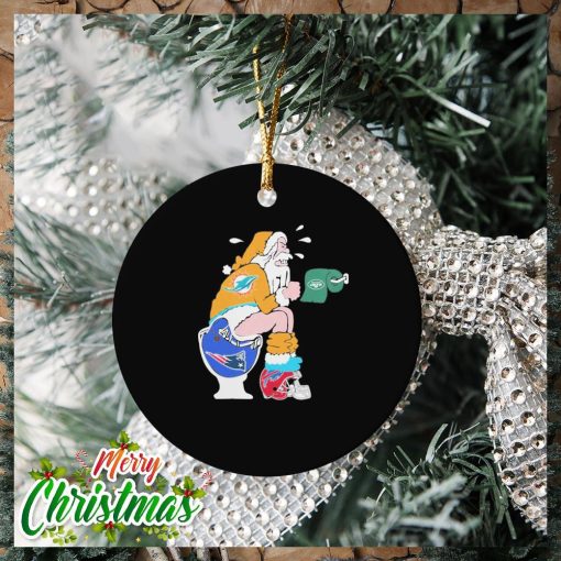 Santa Claus Miami Dolphins Shit On Toilet New England Patriots Christmas Ornament