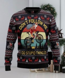 Santa Claus On Mountain Bike Ugly Christmas Sweater