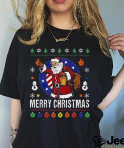 Santa Claus Patriotic Christmas Ornaments Xmas Us Flag shirt