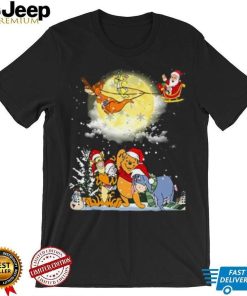 Santa Claus Riding Sleigh Winnie the Pooh Christmas T Shirt