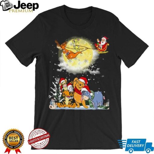 Santa Claus Riding Sleigh Winnie the Pooh Christmas T Shirt