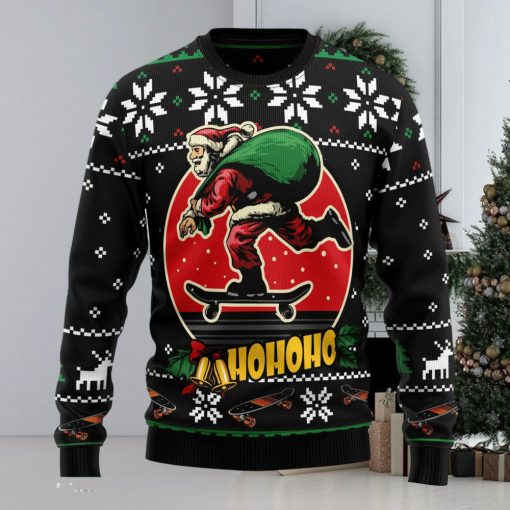 Santa Claus Skateboard Ugly Christmas Sweater Thankgiving Gift Men Women