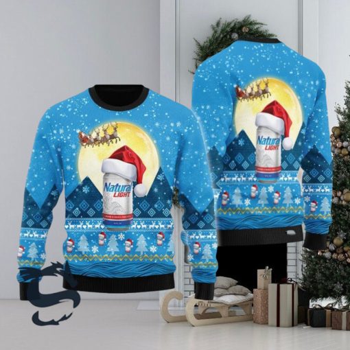 Santa Claus Sleigh Natural Light Ugly Sweater, Christmas Gift Apparel, Merry Ugly Christmas Sweater