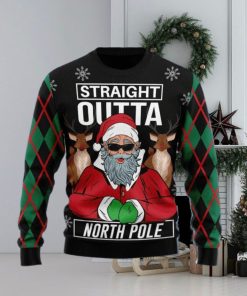 Santa Claus Straight Outta North Pole Ugly Christmas Sweater Gift Men Women