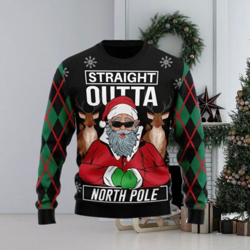 Santa Claus Straight Outta North Pole Ugly Christmas Sweater Gift Men Women