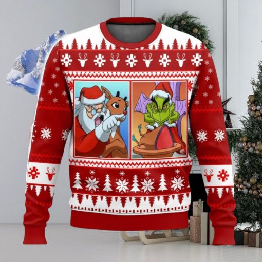 Santa Clause Grinch Yelling Meme All Over Printed Ugly Christmas Sweater Trending Christmas Gift Ideas