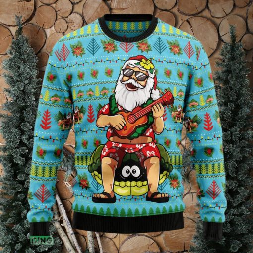 Santa Clause Plays Guitar Ugly Christmas Sweater Gift For Men Women