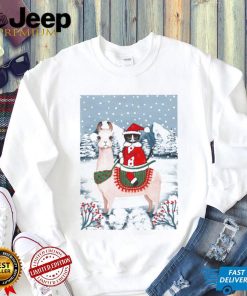 Santa Claws Cat And Llama Christmas T Shirt