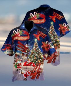 Santa Flying Plane Hawaiian Shirt, Christmas Unique Gift