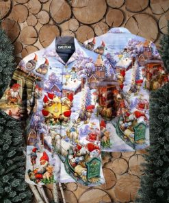 Santa Gnomes Holiday Hawaiian Print, Santa Hawaiian Shirt