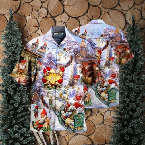Santa Gnomes Holiday Hawaiian Print, Santa Hawaiian Shirt