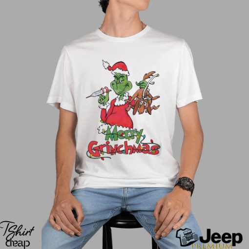 Santa Grinch And Dog Merry Grinchmas Nurse Shirt