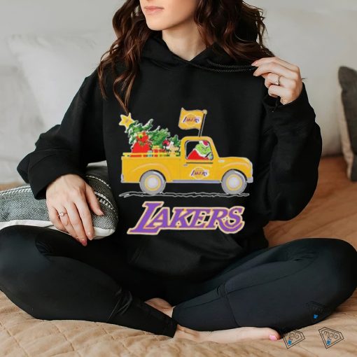 Santa Grinch And Max On Truck Los Angeles Lakers Shirt