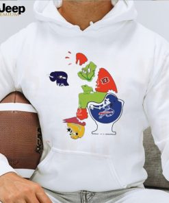 Santa Grinch Cincinnati Bengals Shit On Buffalo Bills Toilet And Los Angeles Chargers Helmet Christmas Shirt