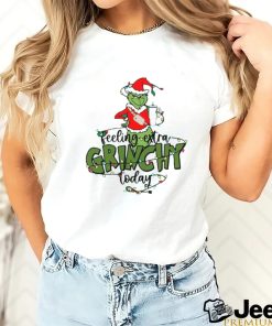 Santa Grinch Feeling Extra Grinchy Today Christmas Lightning 2023 T Shirt