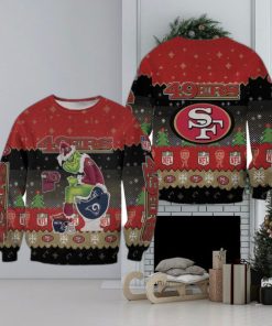 Santa Grinch San Francisco 49ers Sitting On Rams Cardinals Seahawks Toilet Christmas Ugly Sweater