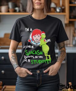 Santa Grinch Wendy’s I’m a girl my level of sarcasm depends on your level of stupidity Christmas shirt