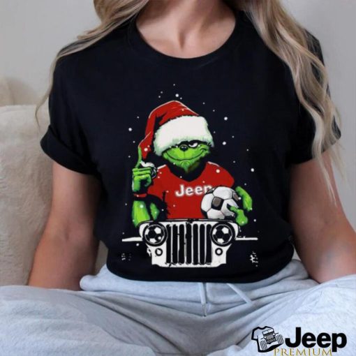 Santa Grinch hug Soccer Ball Jeep Christmas 2023 T shirt