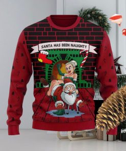 Santa Has Been Naughty Knitted Xmas Red Sweater AOP