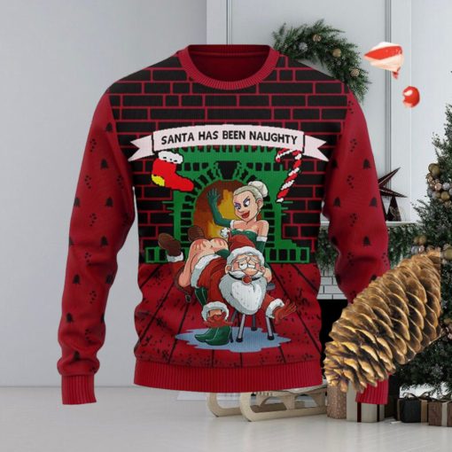 Santa Has Been Naughty Knitted Xmas Red Sweater AOP