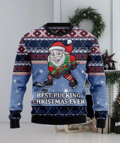 Santa Hockey Best Pucking Ever Ugly Christmas Sweater Gift Men Women