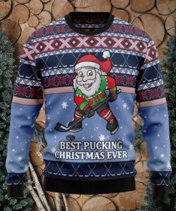 Santa Hockey Ugly Christmas Sweater Thankgiving Gift Men Women