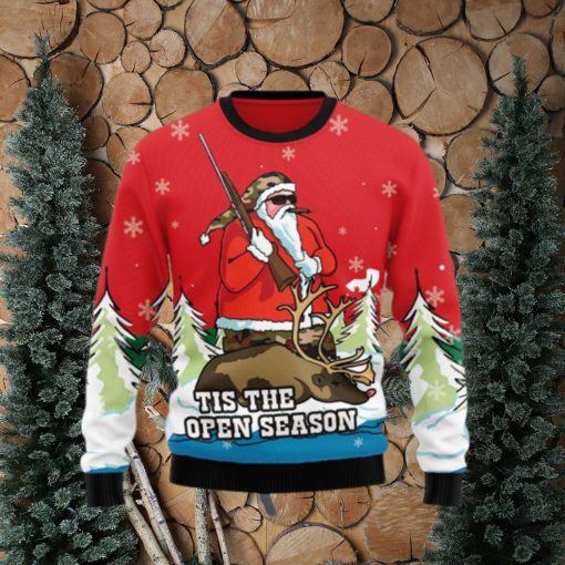 Santa Hunting Tis The Open Season Ugly Christmas Sweater